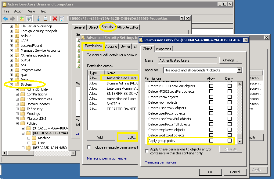 Apply Group Policy Privilege